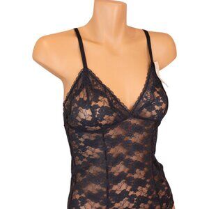 NWT H&M Lace Bodysuit Small Navy Blue Lace Sheer Adjustable Straps T85